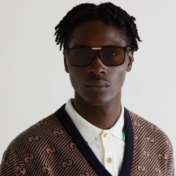 🔥 NEW MEN'S GUCCI BLACK & STEEL SUNGLASSES W/ CASE - Picture 9 of 10